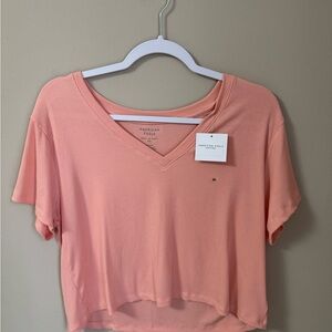 American Eagle Outfitters Women's Peach V-Neck Top
